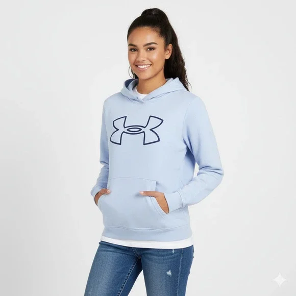 Under Armour Logo Hoodie Womens XL Soft Light Blue Comfort Sportswear Essential - Picture 1 of 7